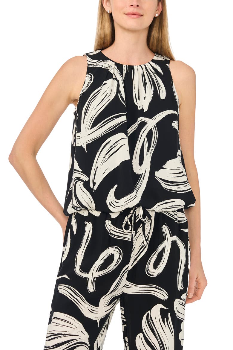 Print Bubble Tank, Alternate, color, VANILLA ICE BLACK LEAF