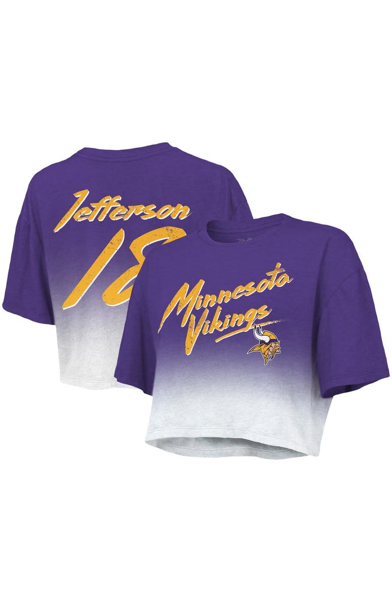 Majestic Threads Women's Majestic Threads Justin Jefferson Purple/White Minnesota Vikings Dip-Dye Player Name & Number Crop Top, Main, color, Purple