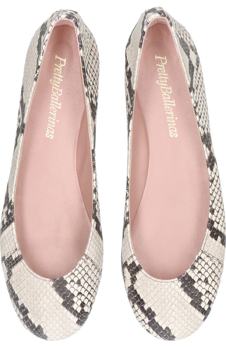 Pretty Ballerinas Round Toe Snake Naked Ballet Flat, Alternate, color, Ivory