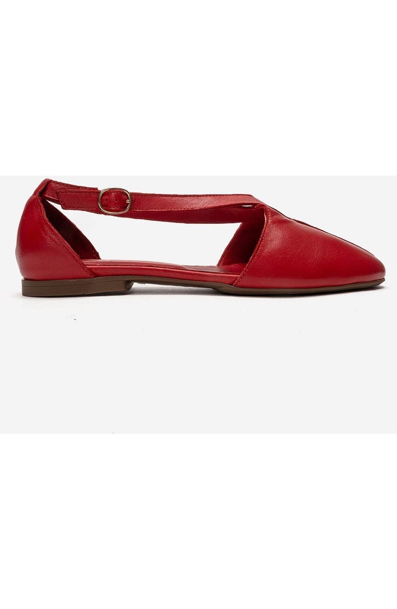 Forever & Always Shoes Fable Leather Side Cut Ballet Flat, Alternate, color, Red