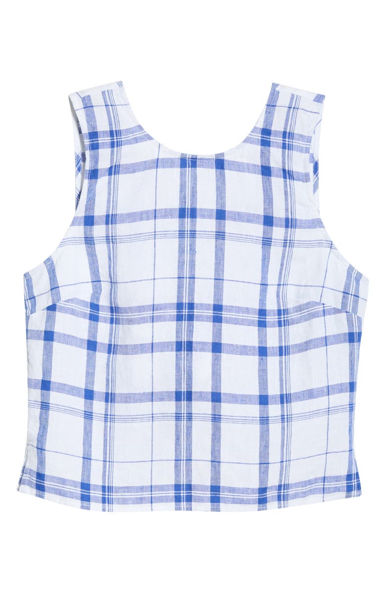 Madewell Tie-Back Linen Shell Top, Main, color, Oversized Blue White Plaid