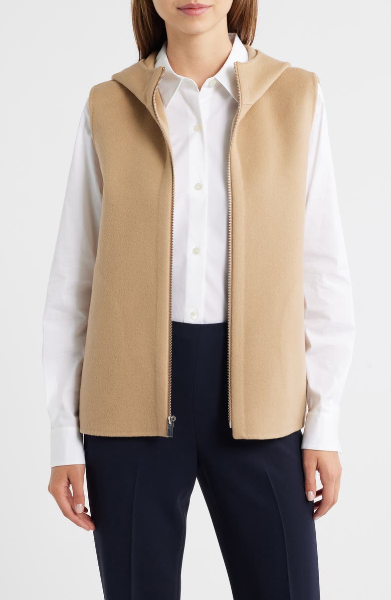 Theory Wool & Cashmere Hooded Vest, Main, color, New Camel