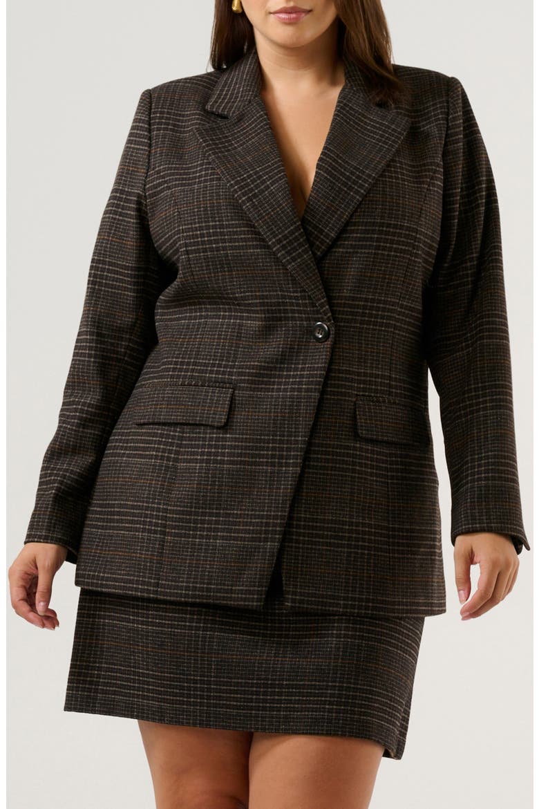 Noel Check Double Breasted Blazer, Main, color, CHOCOLATE BOX