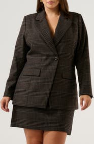 Estelle Noel Check Double Breasted Blazer