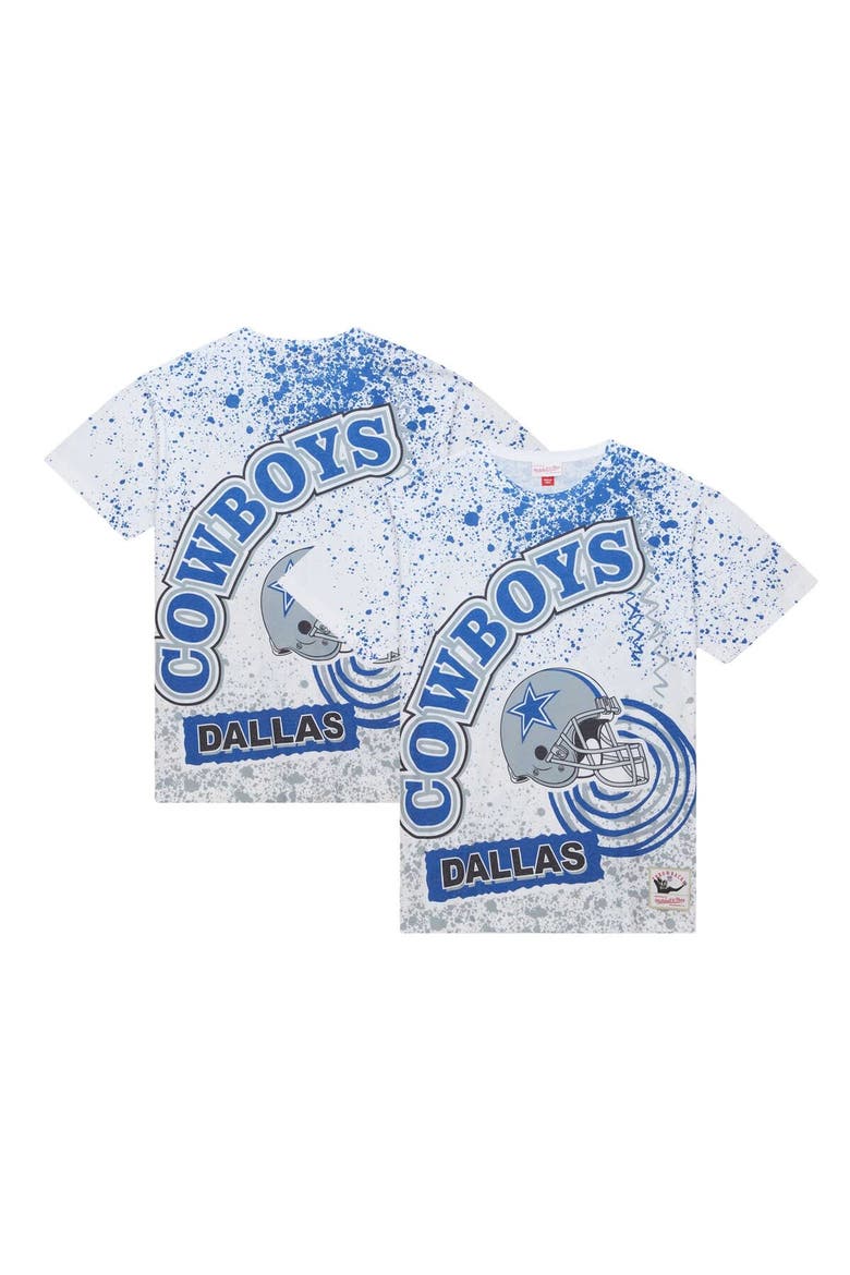 Men's Mitchell & Ness White Dallas Cowboys Team Burst Sublimated T-Shirt, Main, color, White