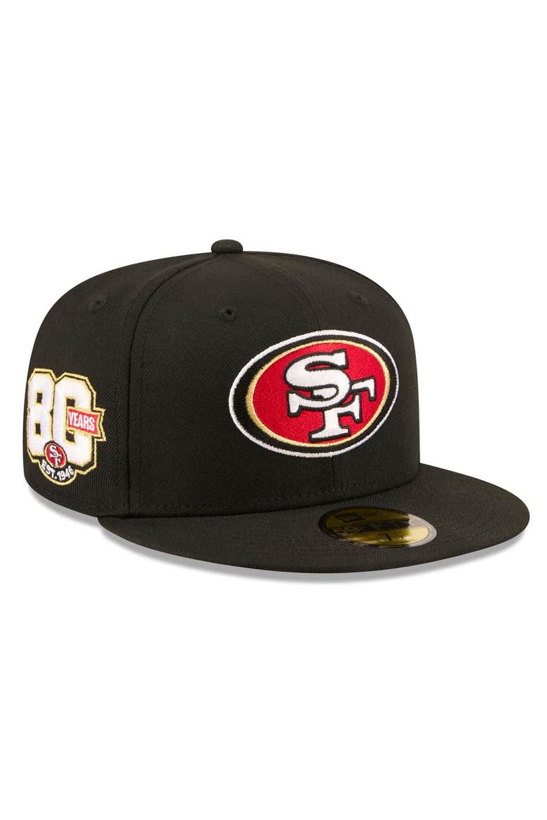 Men's New Era Black San Francisco 49ers 80th Anniversary 59FIFTY Fitted Hat, Main, color, Black