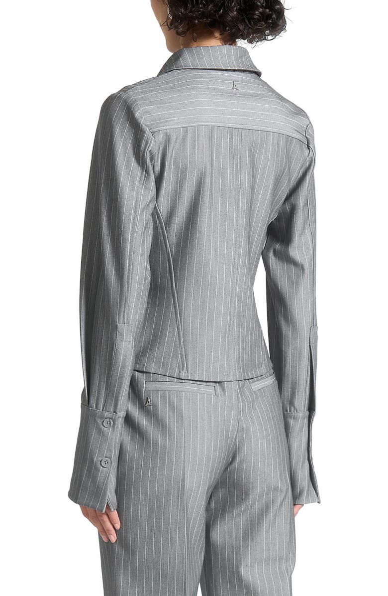 Manière De Voir Sonia Pinstripe Angled Shirt, Alternate, color, Grey