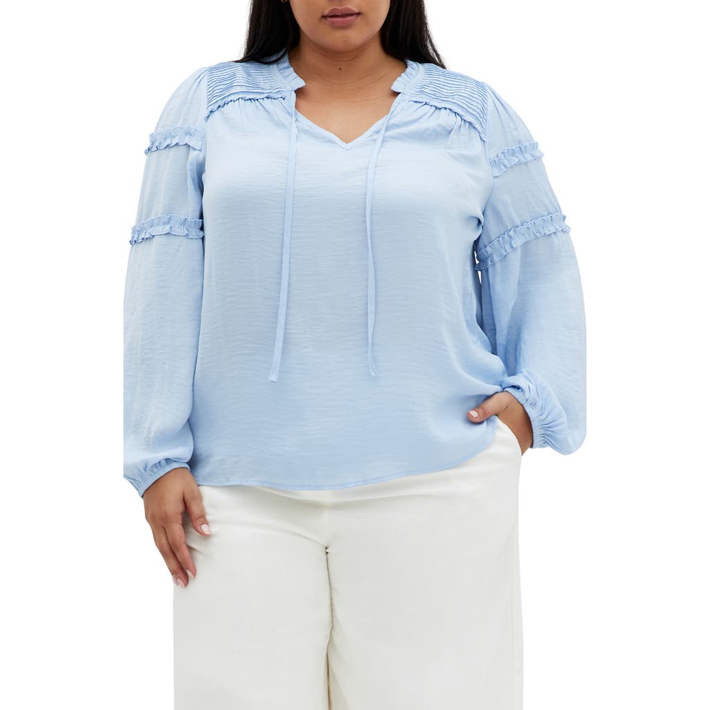 City Chic Drama Queen Ruffle Top In Sky