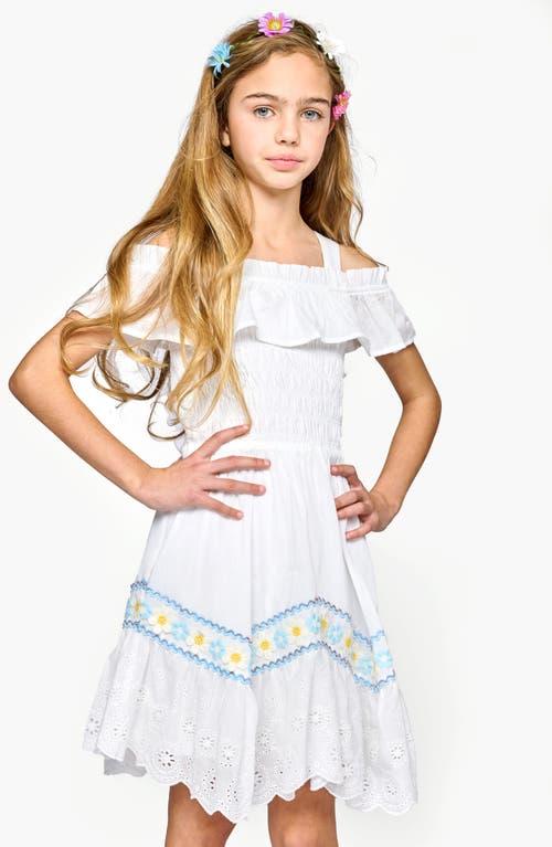Shop Sara Sara Kids' Ric Rac Off-the-shoulder Dress In White