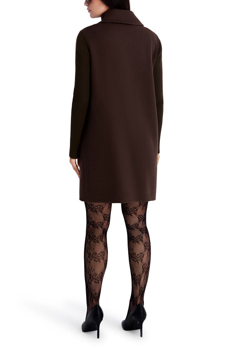 Rib Sleeve Mixed Media Coat, Alternate, color, CHOCOLATE