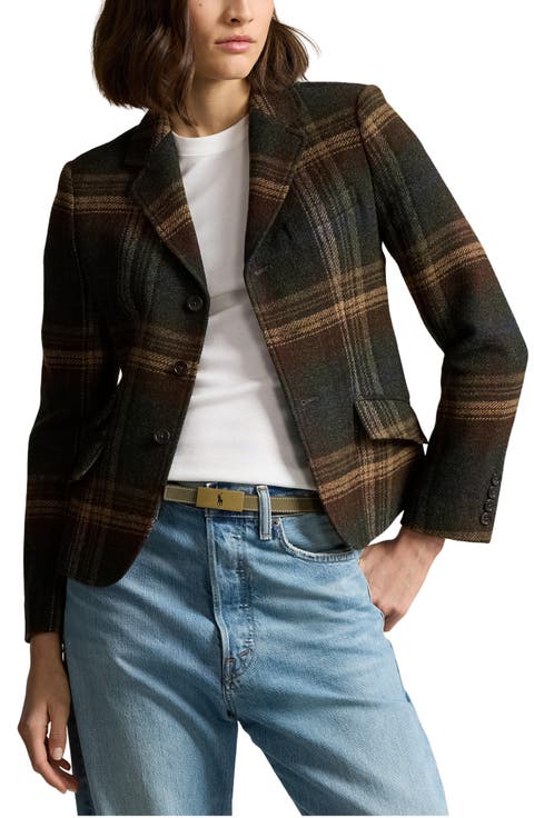 Plaid Wool Twill Blazer
