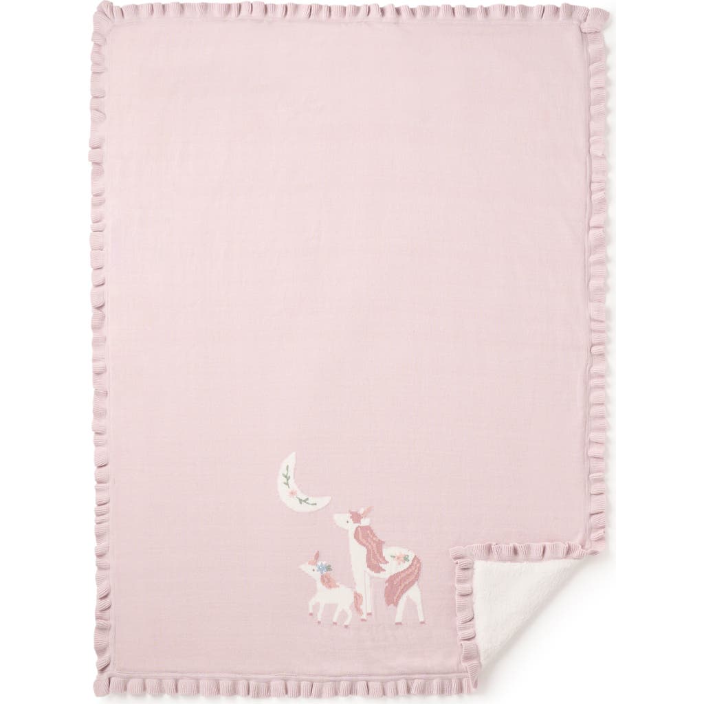 Elegant Baby Unicorn Faux Fur & Cotton Knit Blanket In Violet