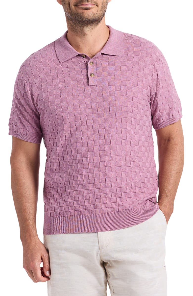 Robert Graham Hampson Cotton Polo Sweater, Main, color, Light Pink