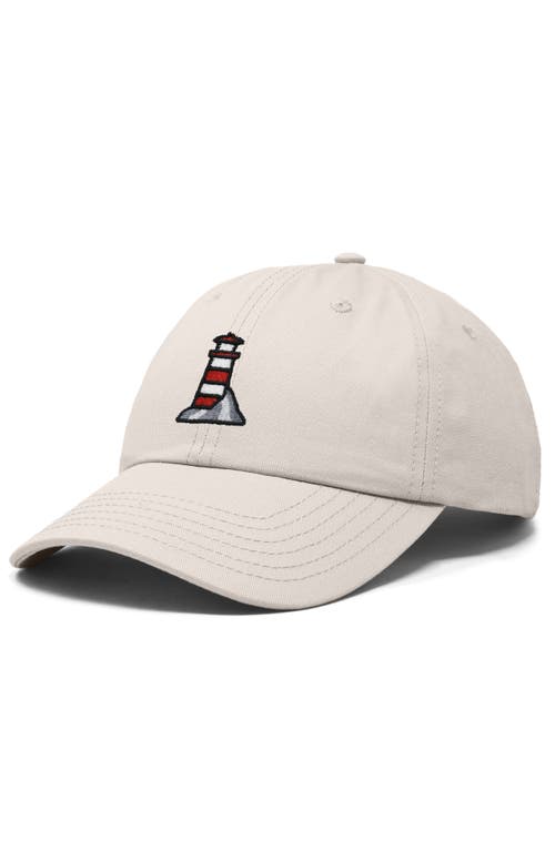 Dalix Lighthouse Embroidered Dad Hat In Beige
