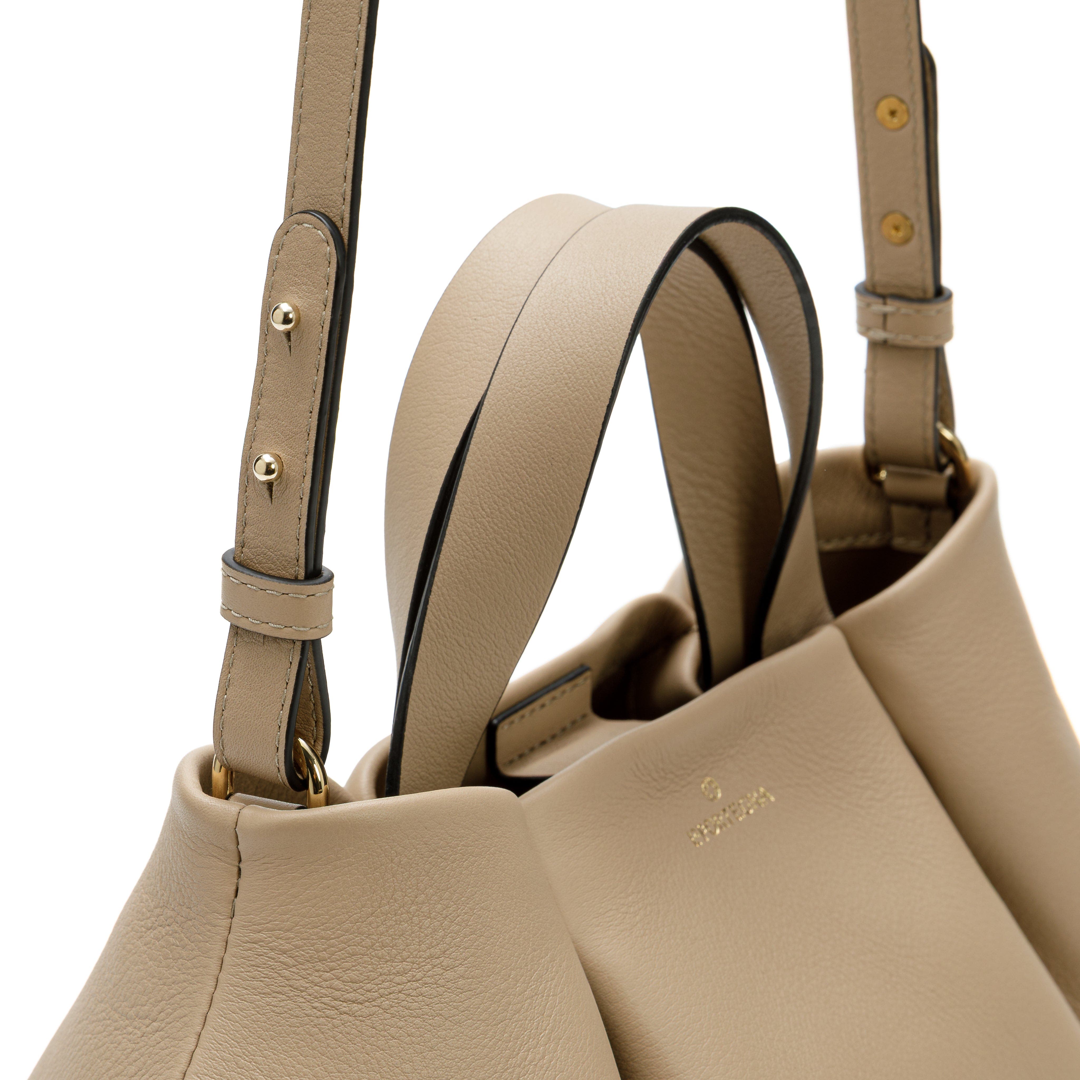 Isabela Shoulder Bag Sculpted From Full Grain Leather, Alternate, color, Taupe