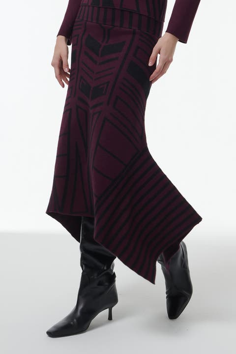 Geometric Jacquard Handkerchief Skirt