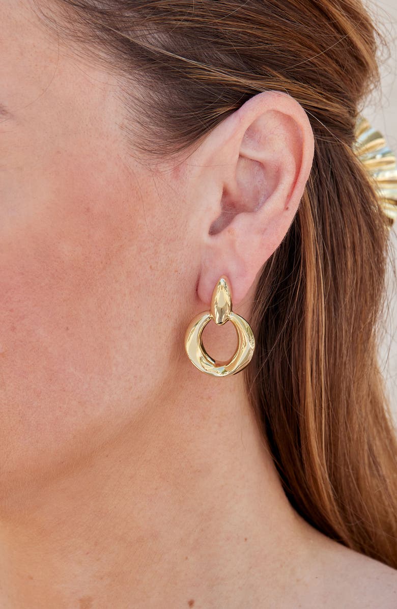 SAVVY CIE JEWELS Knocker Drop Earrings, Alternate, color, Yellow