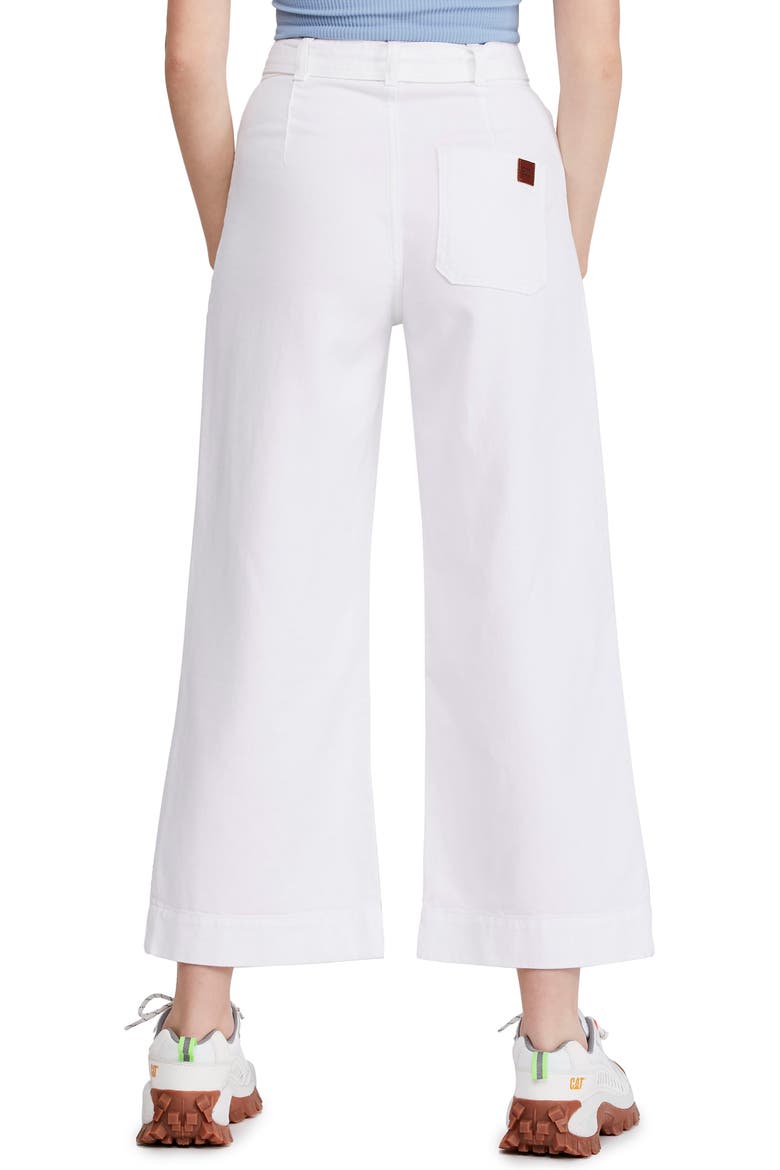 Belted Flood Jeans, Alternate, color, WHITE