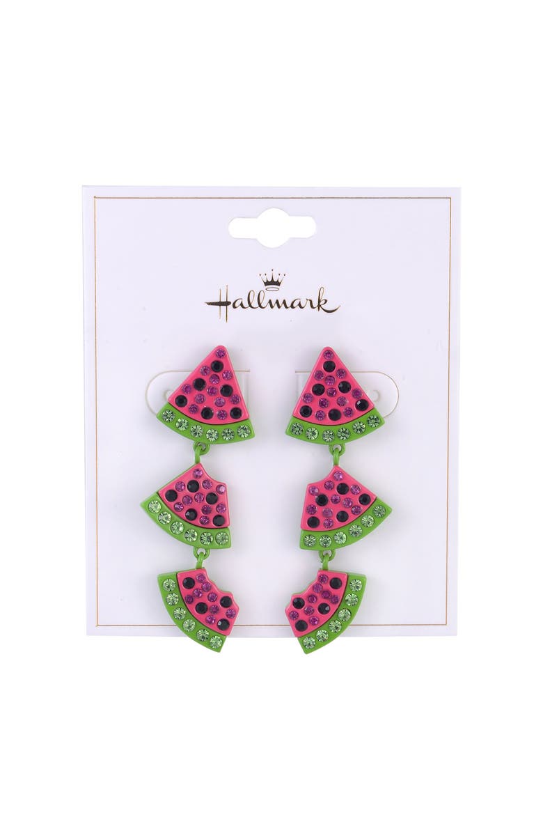 Watermelon Linear Earrings, Alternate, color, Pink