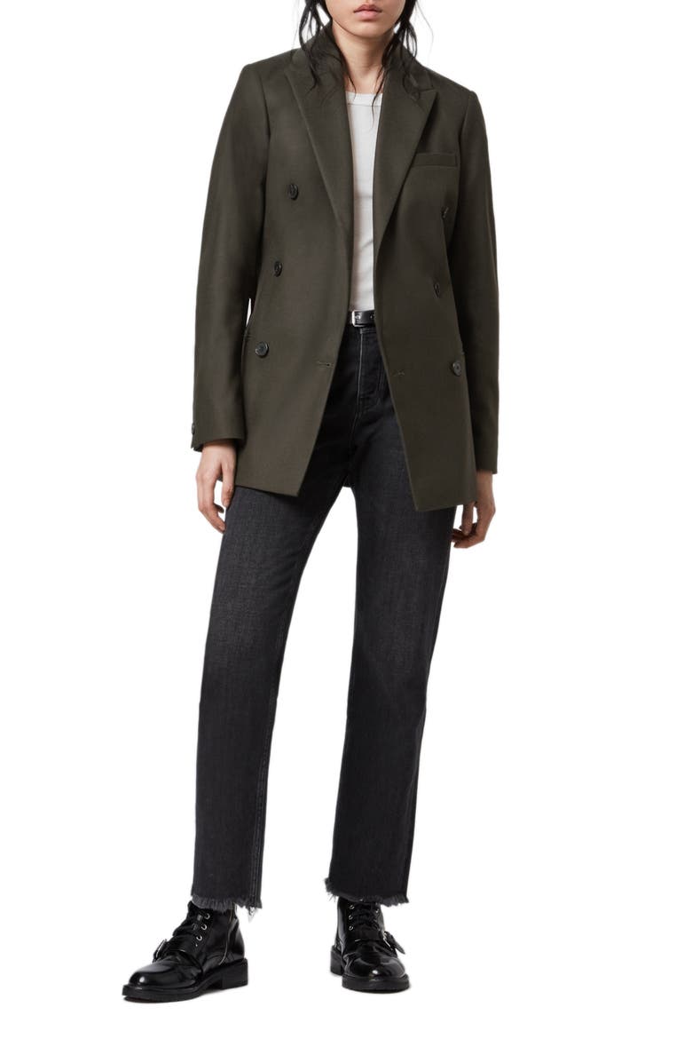 Astrid Double Breasted Blazer, Alternate, color, KHAKI GREEN