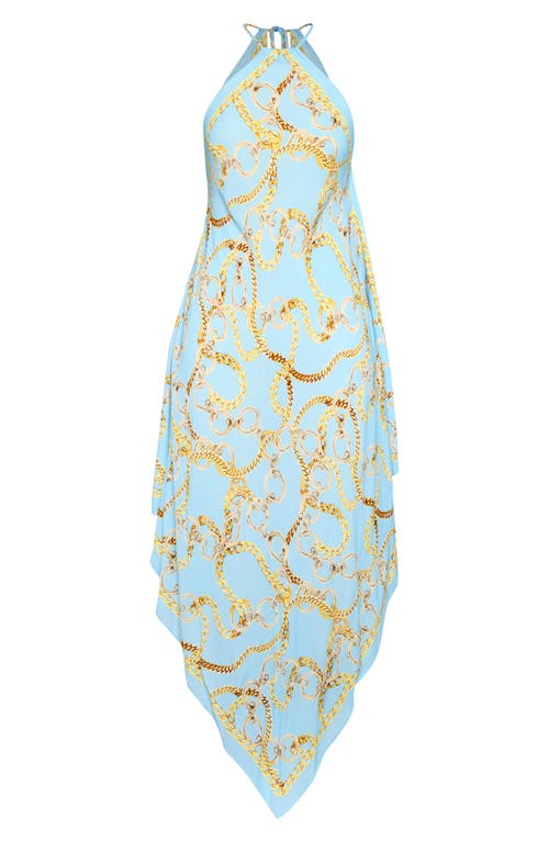 L'agence Elise Chain Print Halter Cover-up Dress In Sky