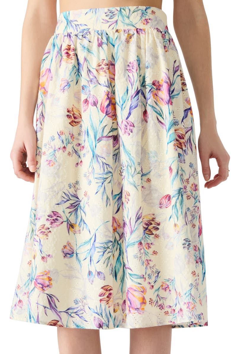 Steve Madden Carlynn Floral Eyelet Cotton Skirt, Alternate, color,