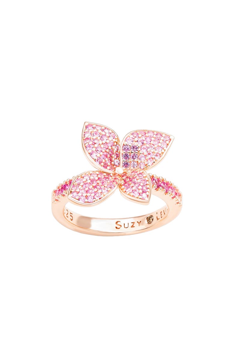 SUZY LEVIAN Pink Sapphire Flower with Diamond Accent Ring, Alternate, color, Pink