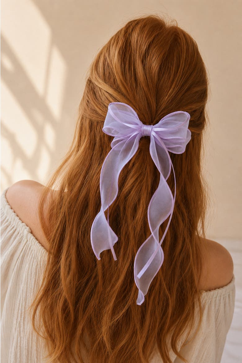 Organza Double Ribbon Clip Gift Set with Tin Case, Alternate, color, Lavender