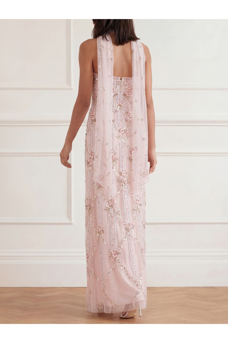 Lovers Lace Strapless Evening Gown, Alternate, color, Dusk Pink