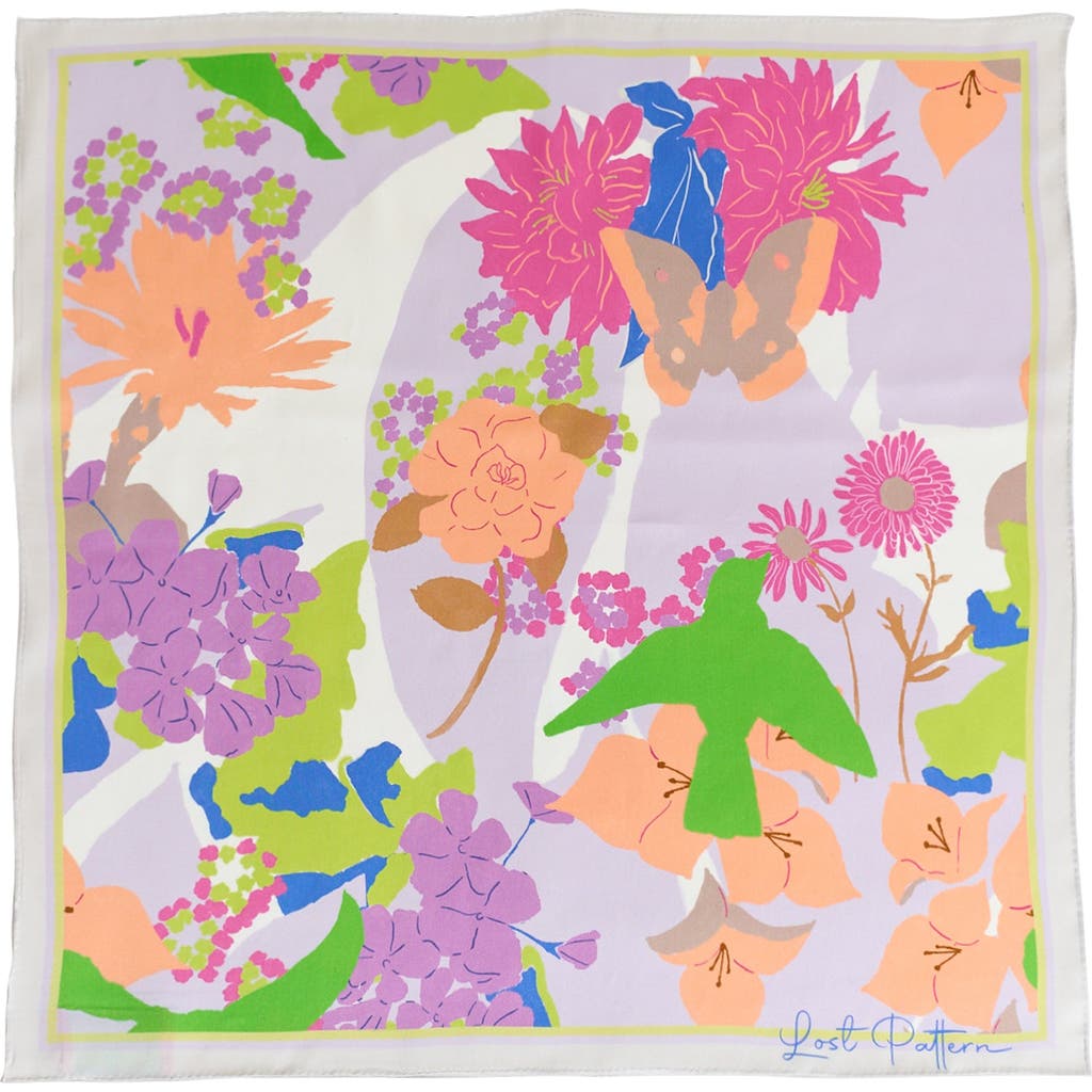 Lost Pattern Nyc Frida X Lost Pattern "frida's Garden" Silk Bandana Scarf In Pink