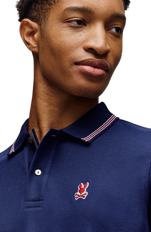 Psycho Bunny Hart Tipped Pima Cotton Piqué Polo In Blue