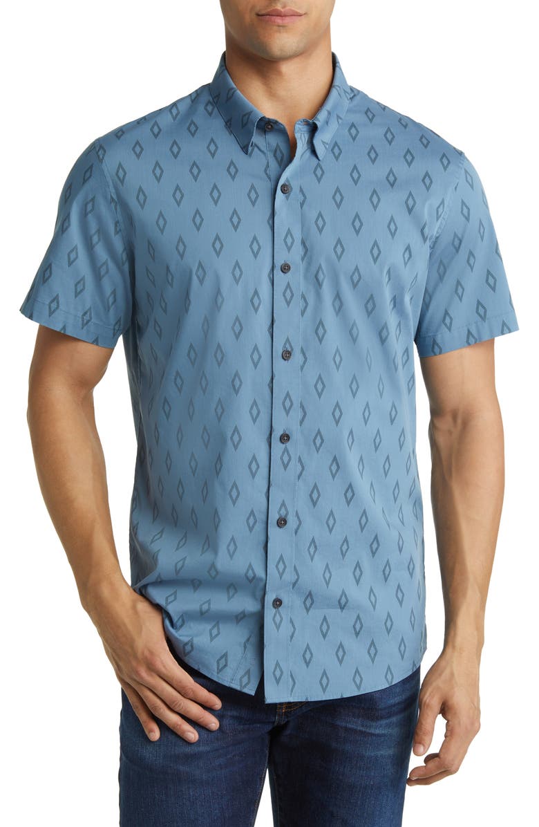 TravisMathew Sidetracked Short Sleeve Button-Down Shirt, Main, color, 