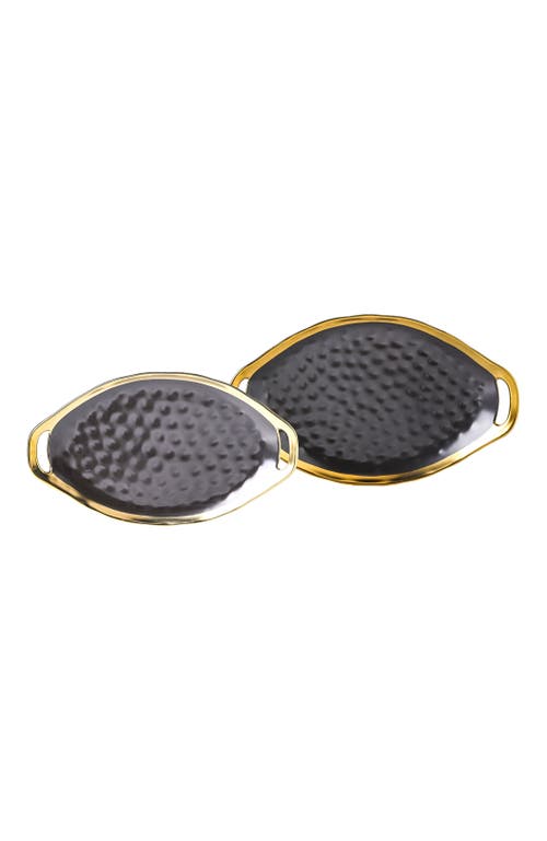 Stone Lain Florian Porcelain 2-piece Serving Plate Set In Black