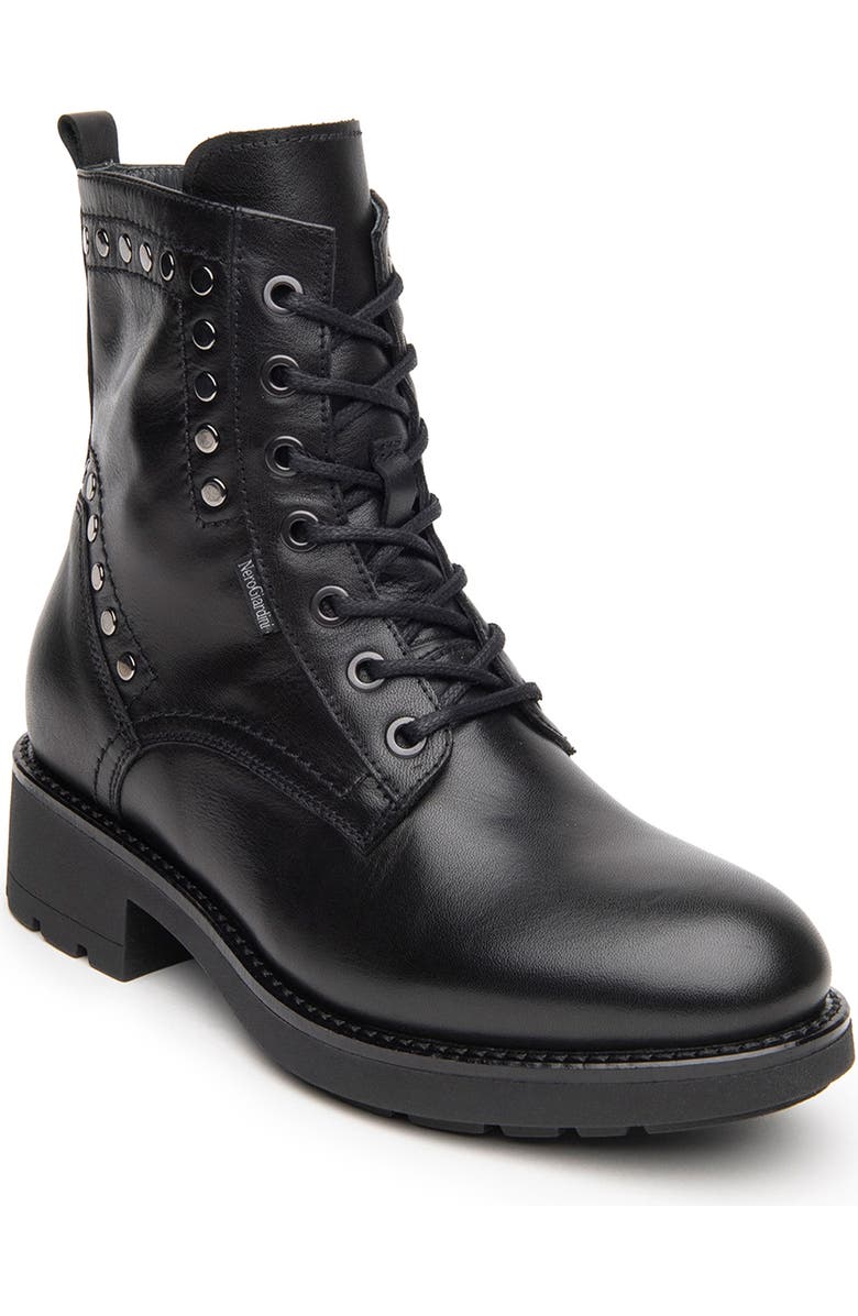 NeroGiardini Studded Combat Boot, Main, color,