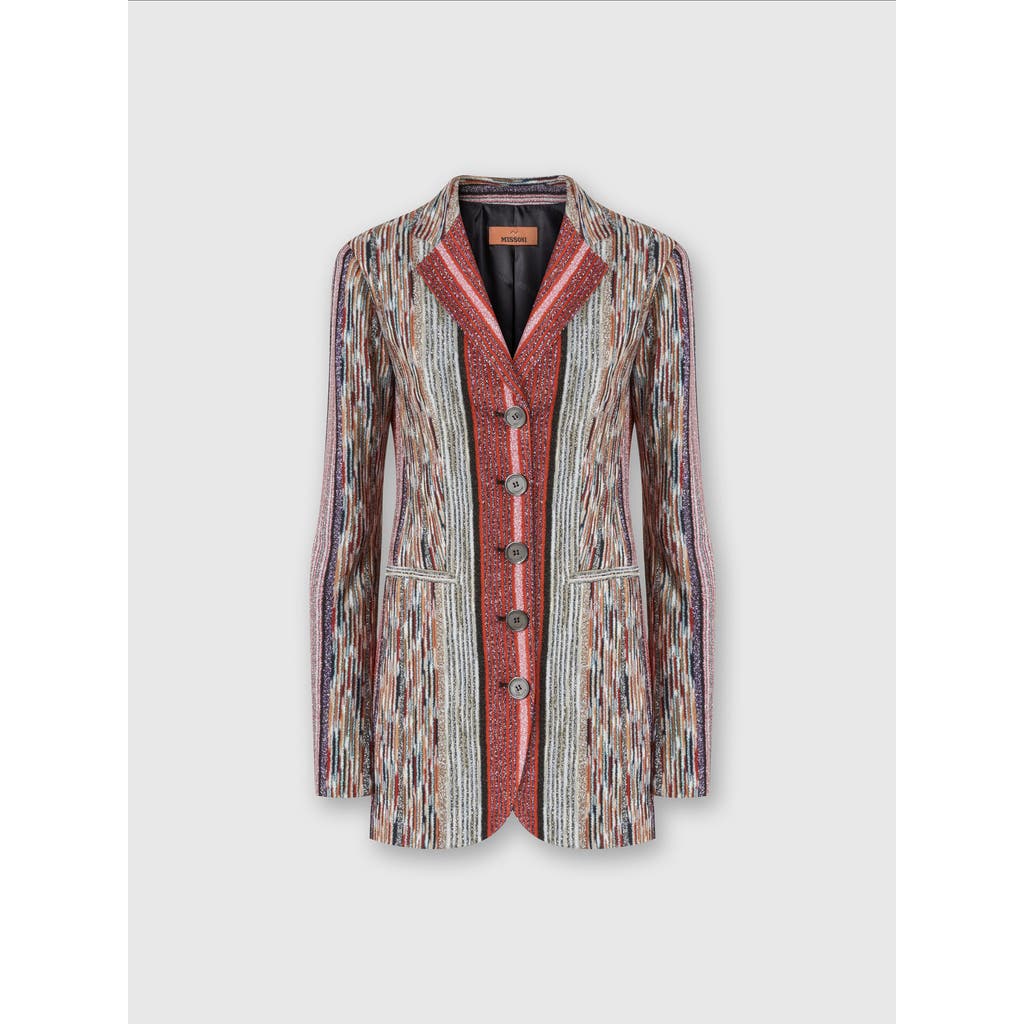 Missoni Langer Blazer Aus Gestreifter Lamé-viskose In Multicoloured