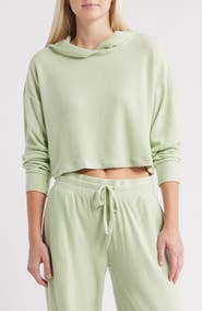 HAPPY CAMP3R Pistachio Lily Crop Rib Hoodie