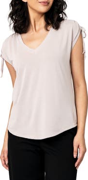 GIBSONLOOK Cinched Shoulder Cap Sleeve T-Shirt