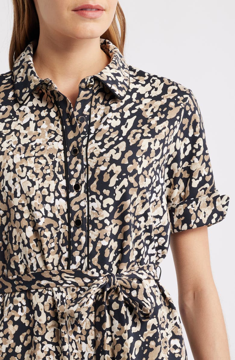 Tommy Bahama Aubrey Spot Tie Waist Shirtdress, Alternate, color, Black