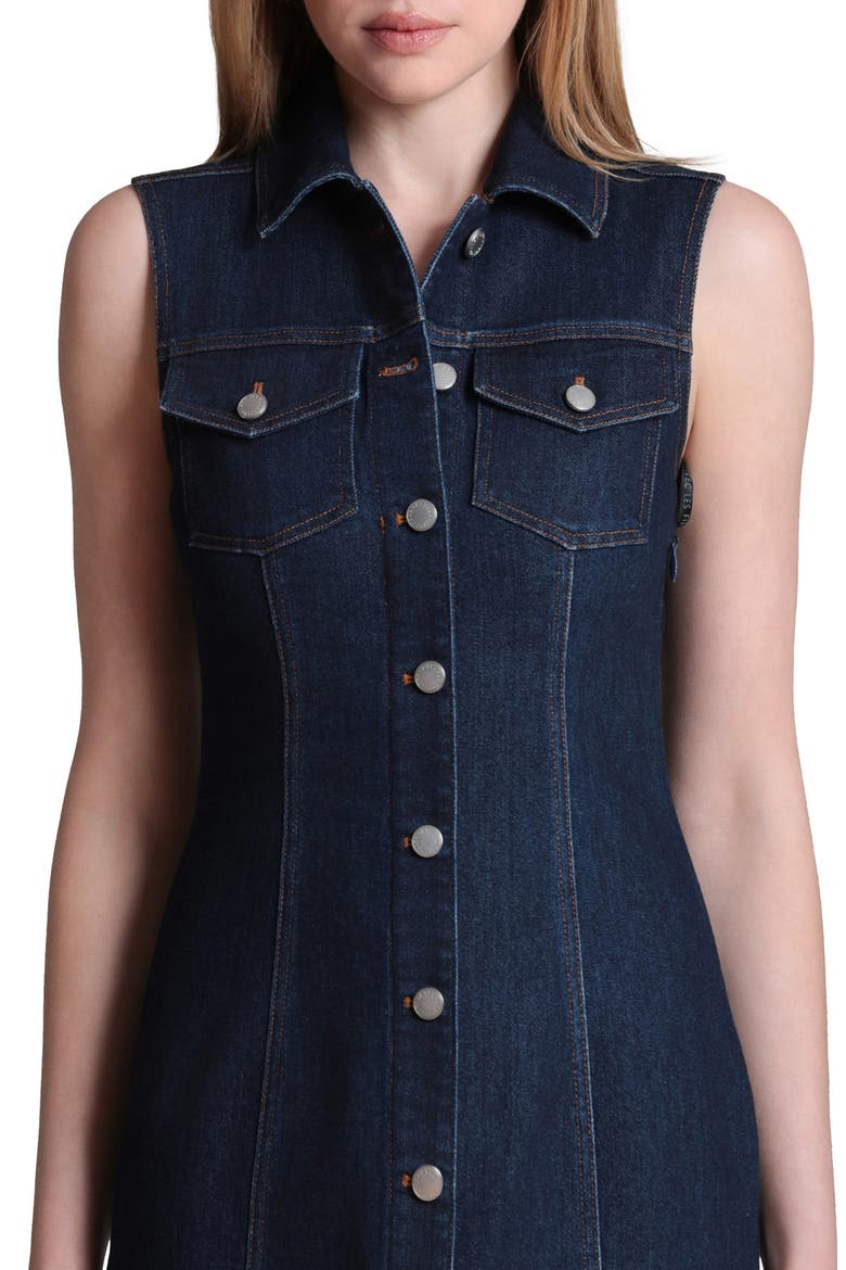 Sleeveless Stretch Denim Dress, Alternate, color, SATIN WASH