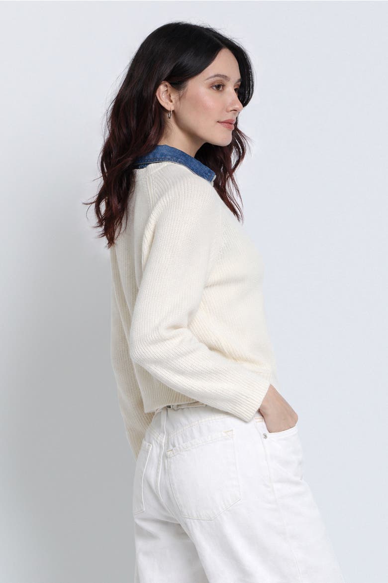 Nash Denim Collar Sweater, Alternate, color, Ivory