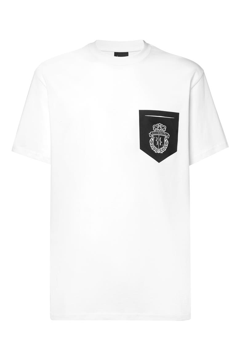 T-Shirt Round Neck Crest Men, Main, color, white