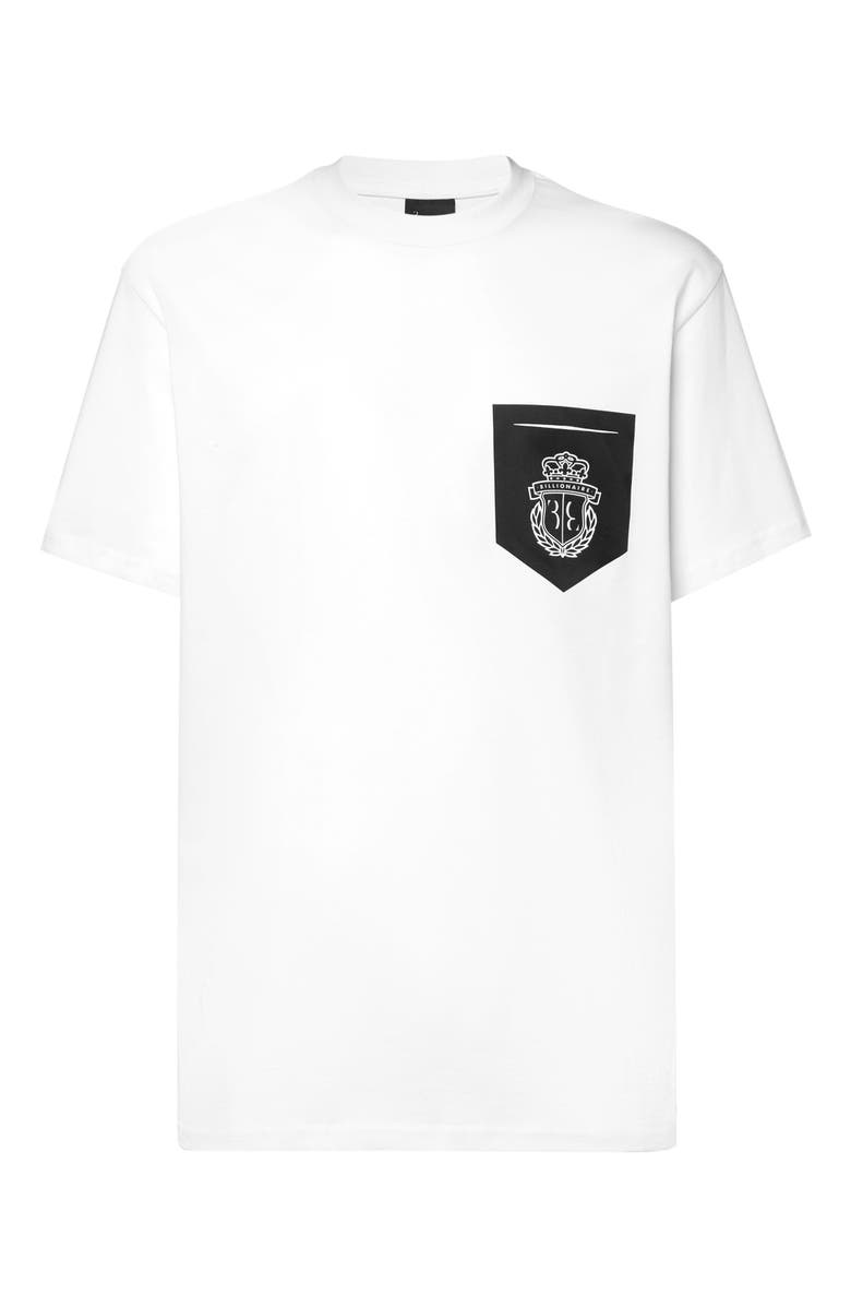 BILLIONAIRE T-Shirt Round Neck Pocket Crest Men, Main, color, White