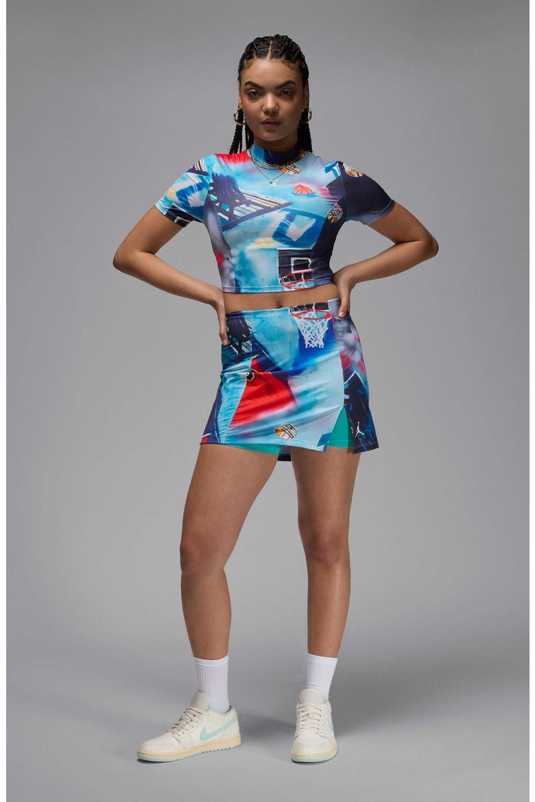 Print Skort, Alternate, color, BLUE