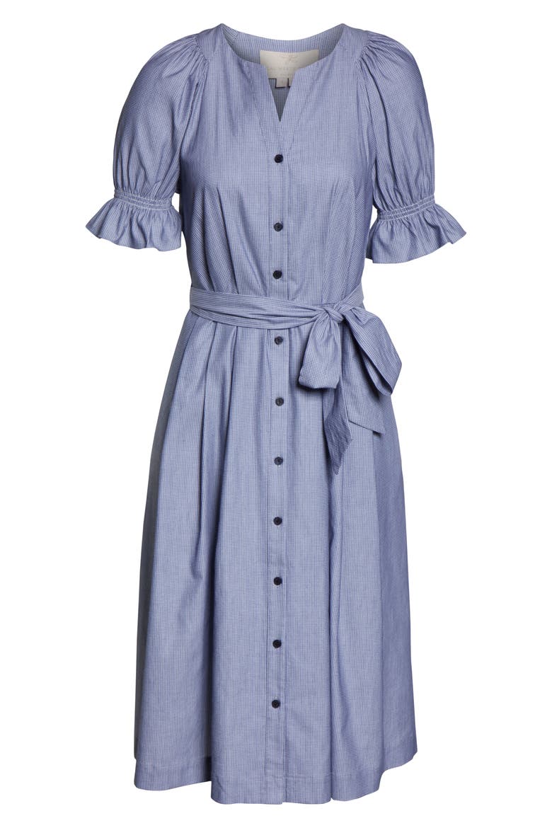 Daisy Cotton Dobby Shirtdress, Alternate, color, BLUE/ WHITE