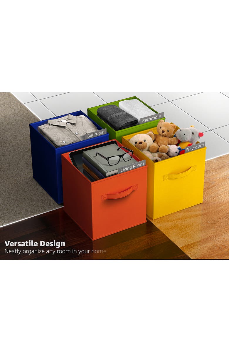 SORBUS 6-Pack Collapsible Storage Cubes, Alternate, color, Rainbow Multicolored