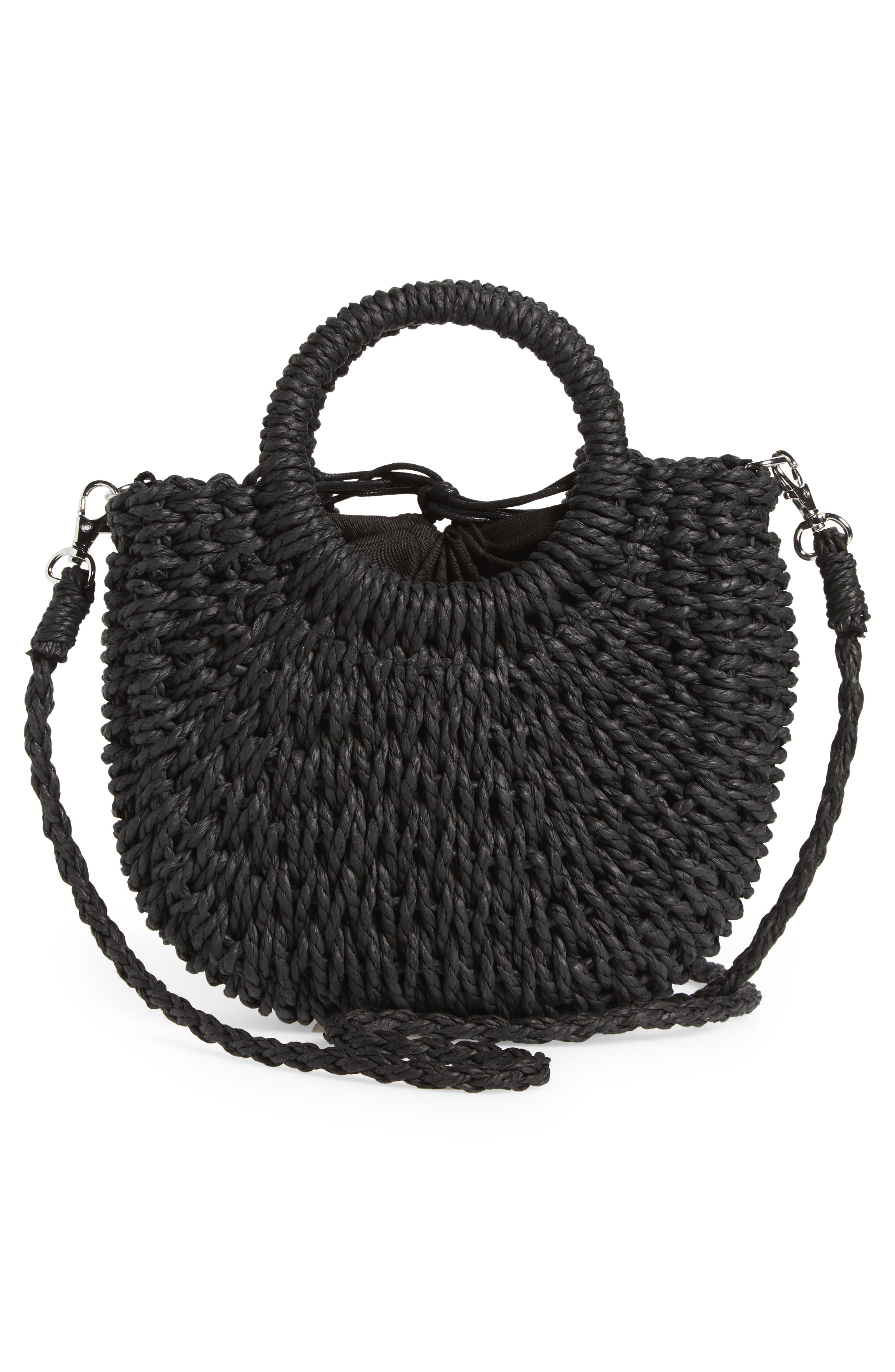 Mali + Lili Straw Half Moon Crossbody Bag, Alternate, color, 
