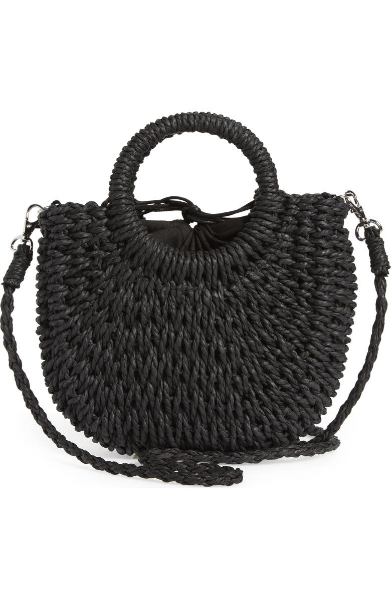 Mali + Lili Straw Half Moon Crossbody Bag, Alternate, color,