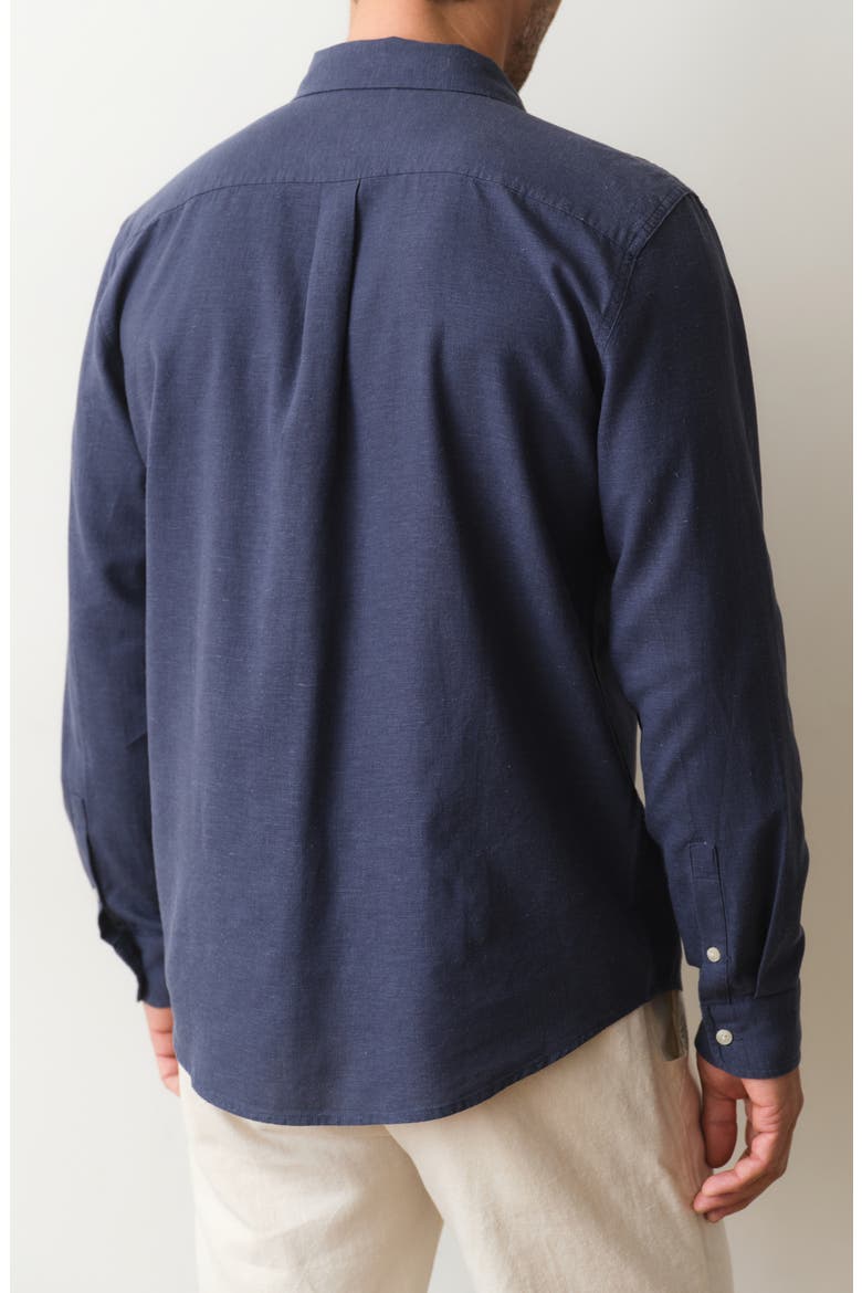 Better-than-Linen Hemp Blend Button-Up Shirt, Alternate, color, NAVY