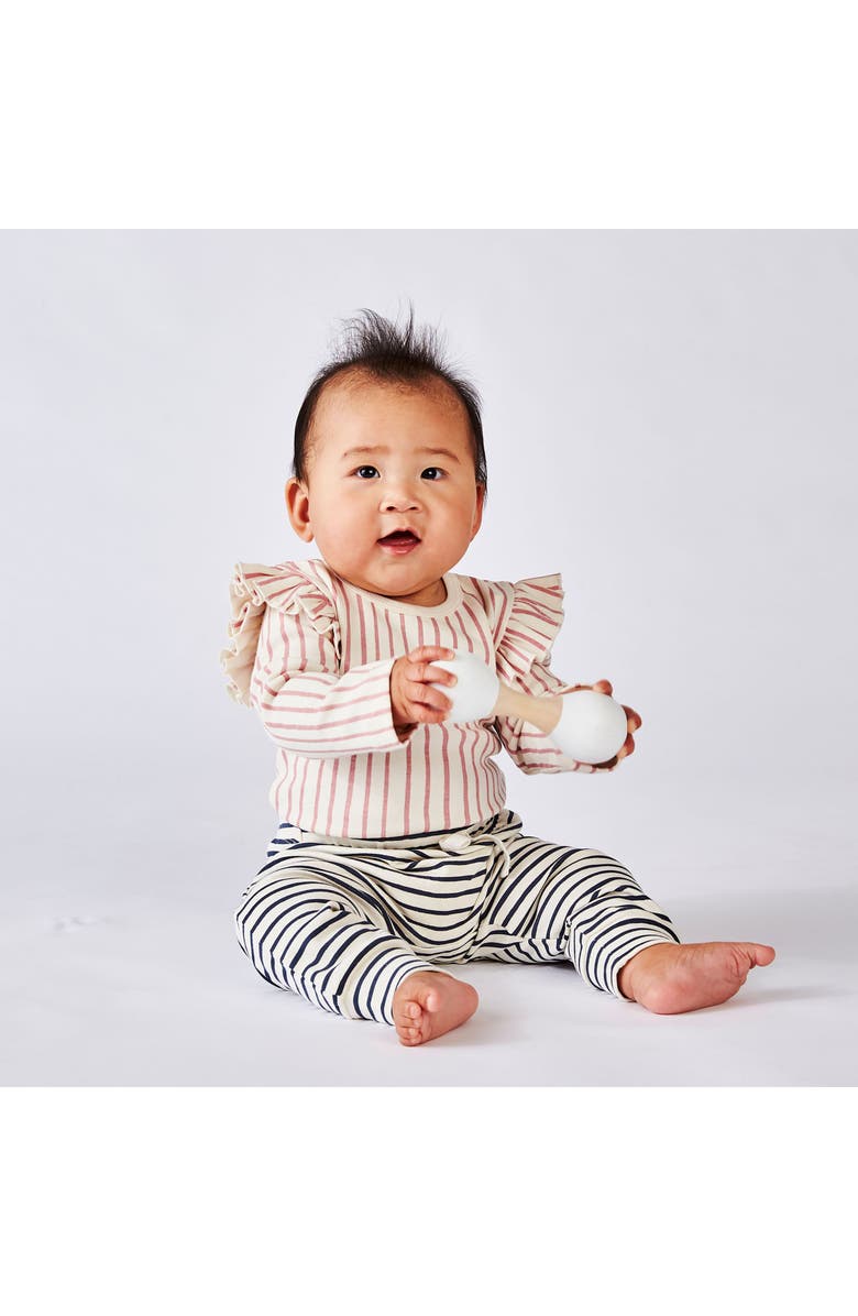 Pehr Stripes Away Long Sleeve Ruffle Bodysuit, Alternate, color,