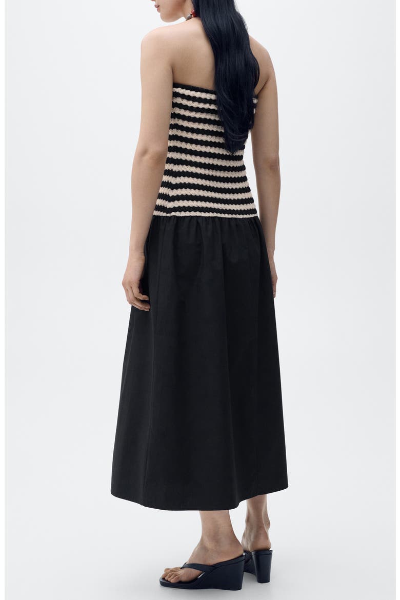 Nati Strapless Mixed Media Maxi Dress, Alternate, color, BLACK